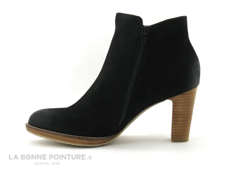 Achat chaussures Fugitive Femme Boots, vente Fugitive ASTON boots noires en nubuck- deux zips et talon