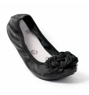 ballerines noir pour femme granulée souple à fleur tendance 