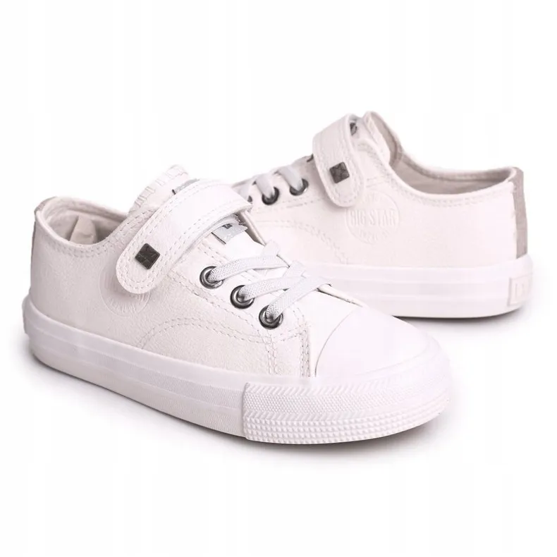 Baskets en cuir pour enfants Big Star EE374035 Blanc blanche