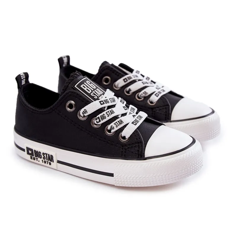 Baskets en cuir pour enfants Big Star KK374039 Noir le noir