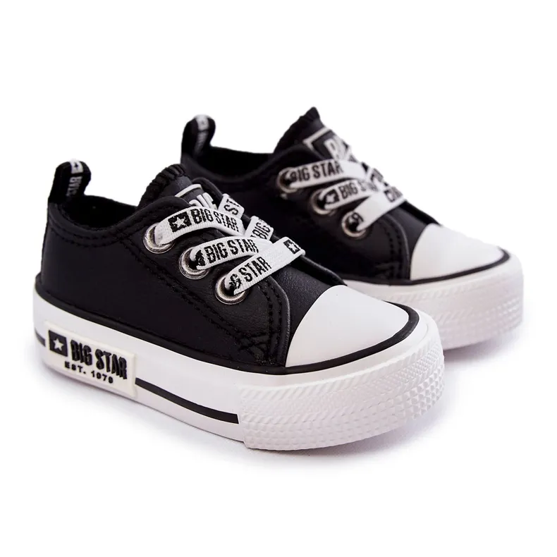 Baskets en cuir pour enfants Big Star KK374041 Noir-Blanc le noir