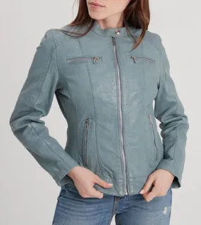 Blouson cuir femme style motard bluestorm