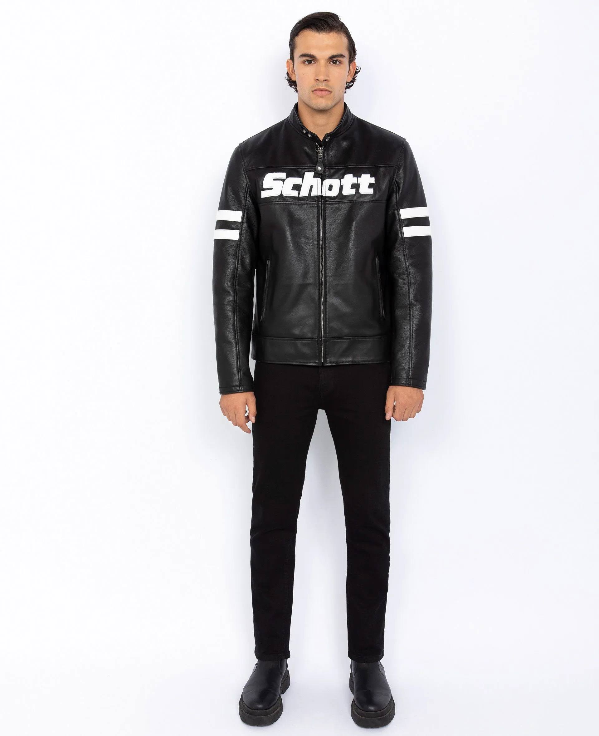 Blouson motard, cuir de vachette