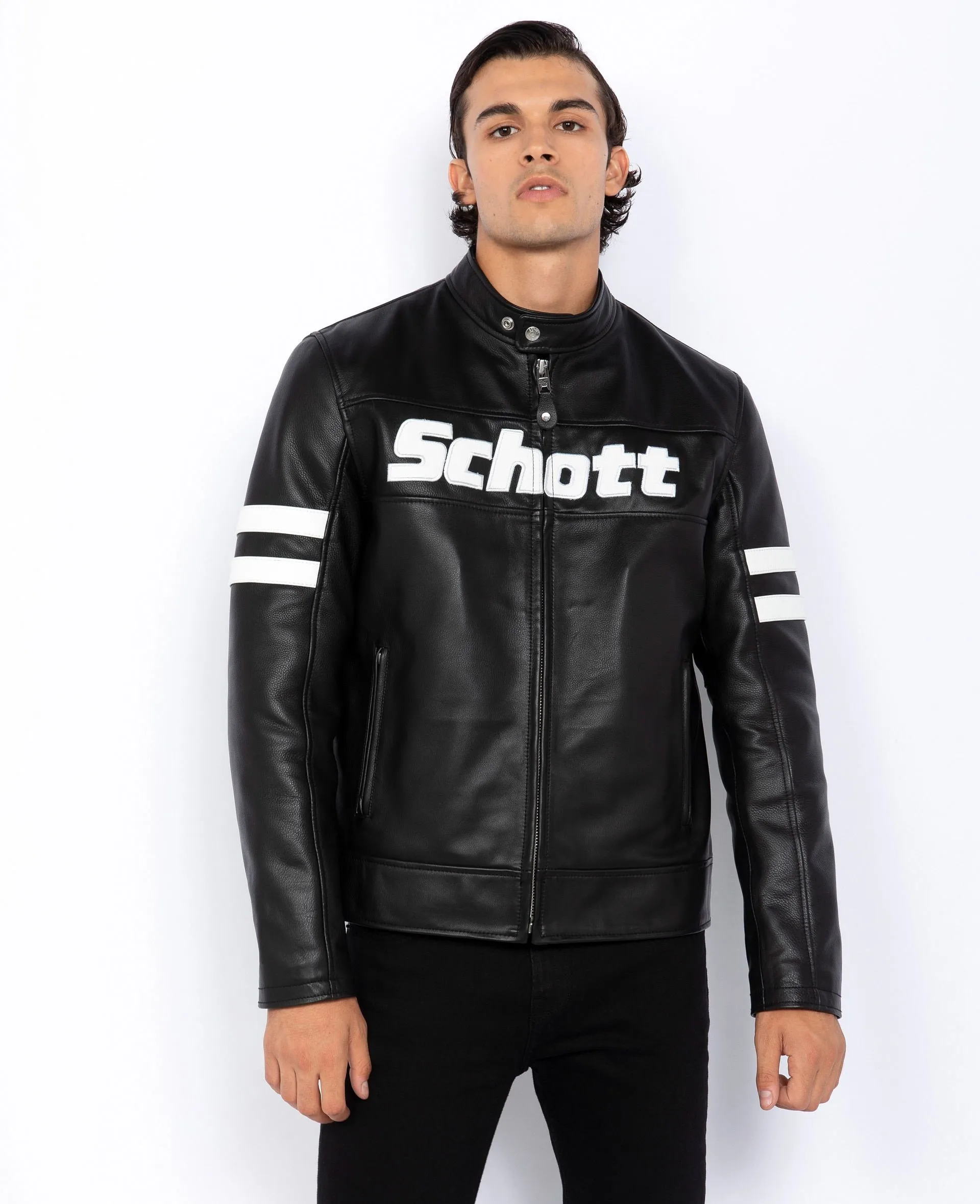 Blouson motard, cuir de vachette