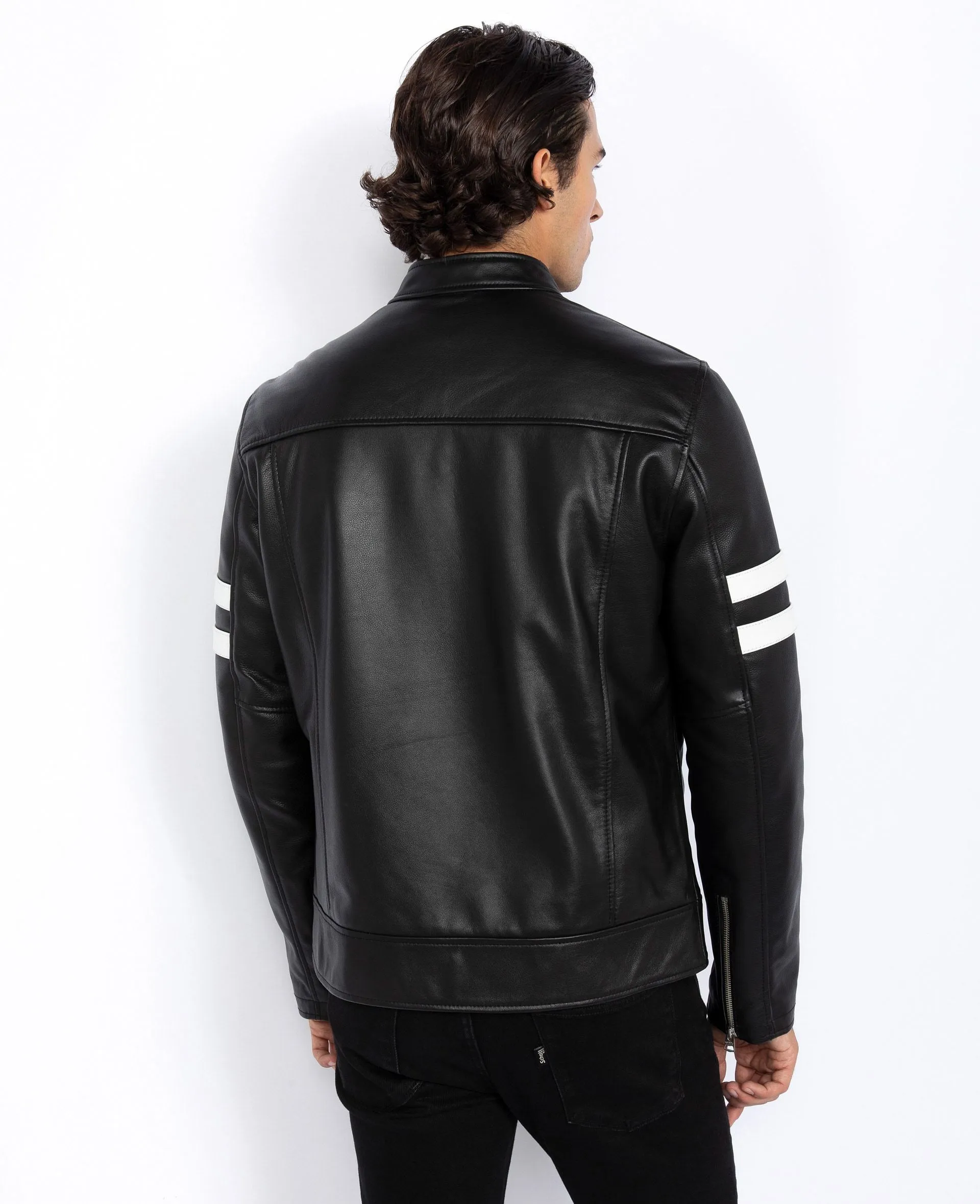 Blouson motard, cuir de vachette