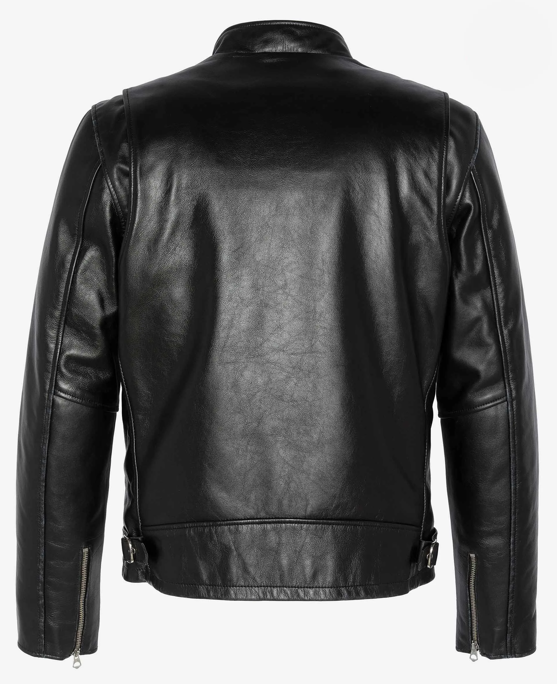 Blouson motard vintage, cuir de vachette