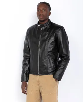 Blouson motard vintage, cuir de vachette