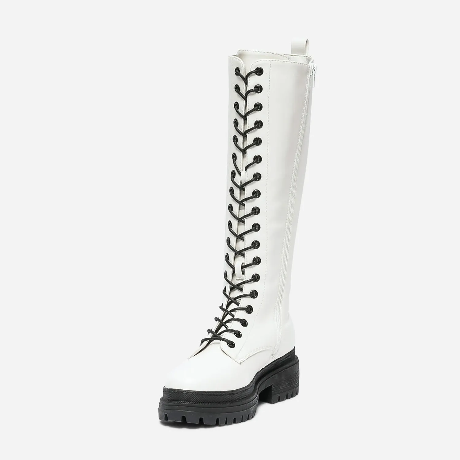 Botte TEXTO blanche à semelle épaisse crantée - Bottes Femme | ERAM