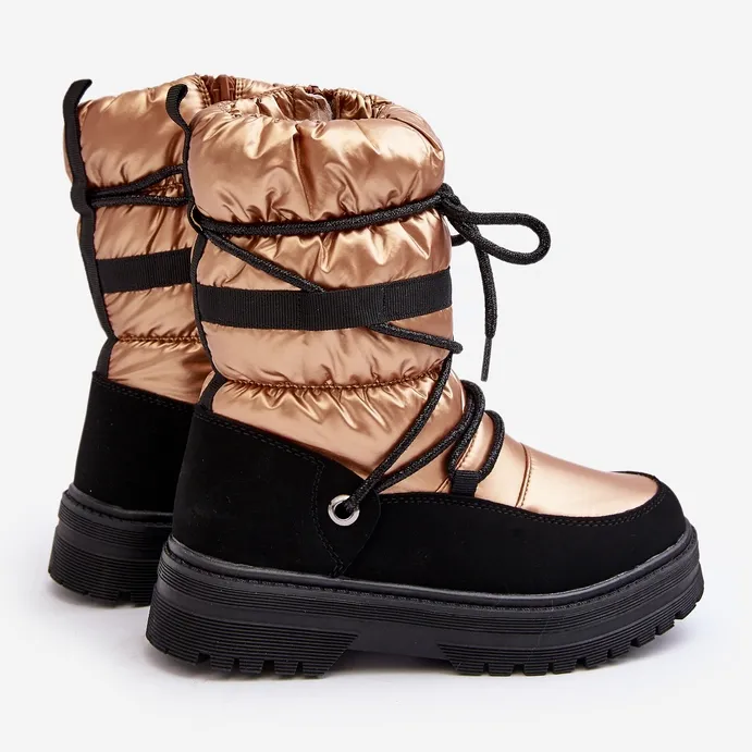 Bottes de neige imperméables et isolées en laine pour enfants Golden Romaine d'or