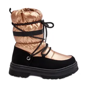 Bottes de neige imperméables et isolées en laine pour enfants Golden Romaine d'or