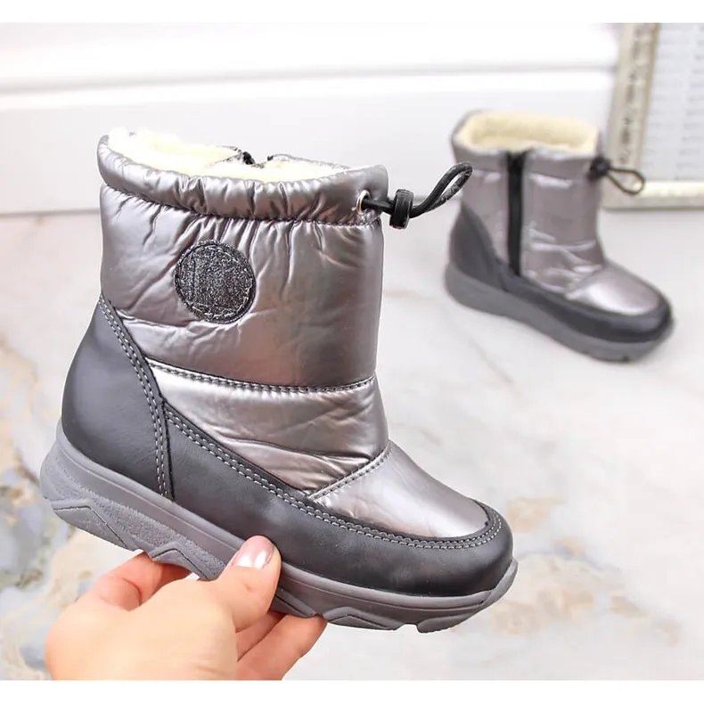 Bottes de neige imperméables pour enfants avec membrane isolée, gris Kornecki 6896