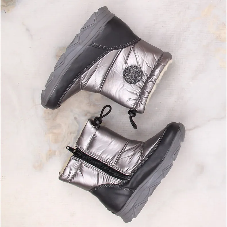 Bottes de neige imperméables pour enfants avec membrane isolée, gris Kornecki 6896