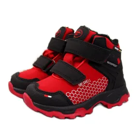 Bottes de neige imperméables pour enfants avec velcro rouge American Club le noir