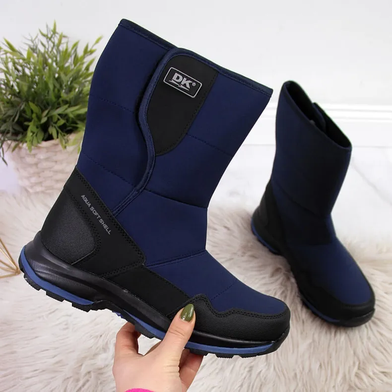 Bottes de neige imperméables pour femmes avec velcro bleu marine DK