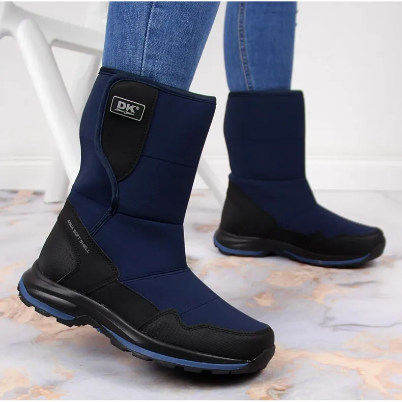 Bottes de neige imperméables pour femmes avec velcro bleu marine DK