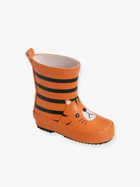 Bottes de pluie bébé garçon en caoutchouc orange - Vertbaudet