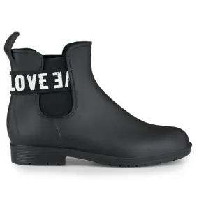 Bottes de pluie femme Love White noir mat le noir