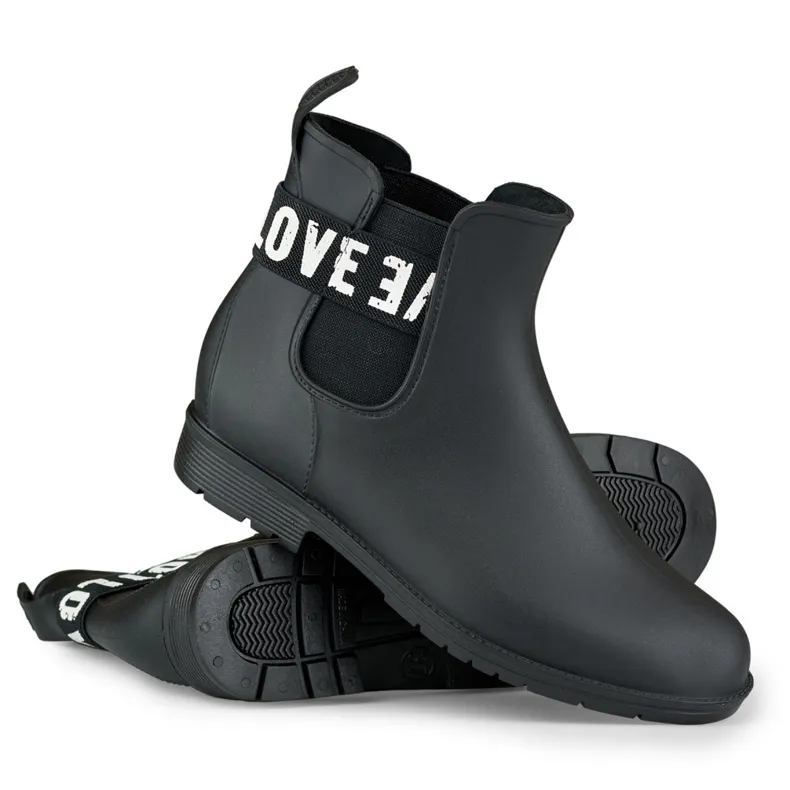 Bottes de pluie femme Love White noir mat le noir