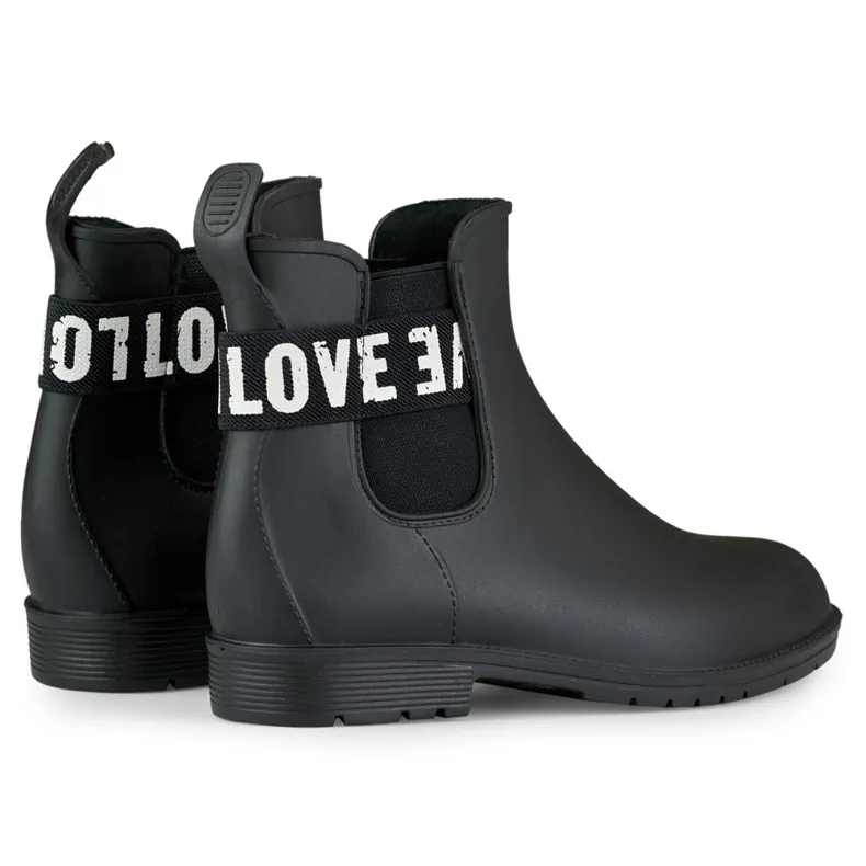 Bottes de pluie femme Love White noir mat le noir