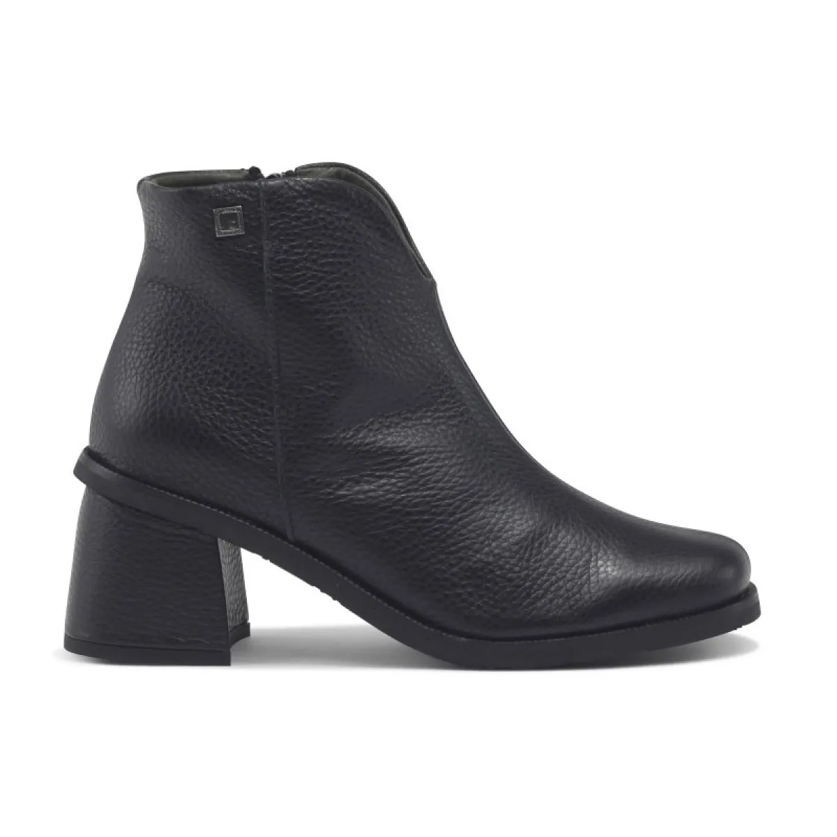 Bottines basses en cuir talon bottier - Noir