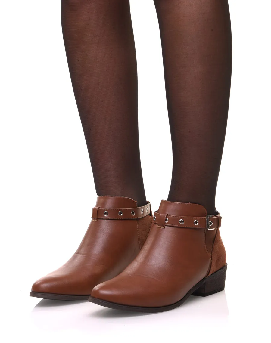 Bottines camel plates lanière ajustable