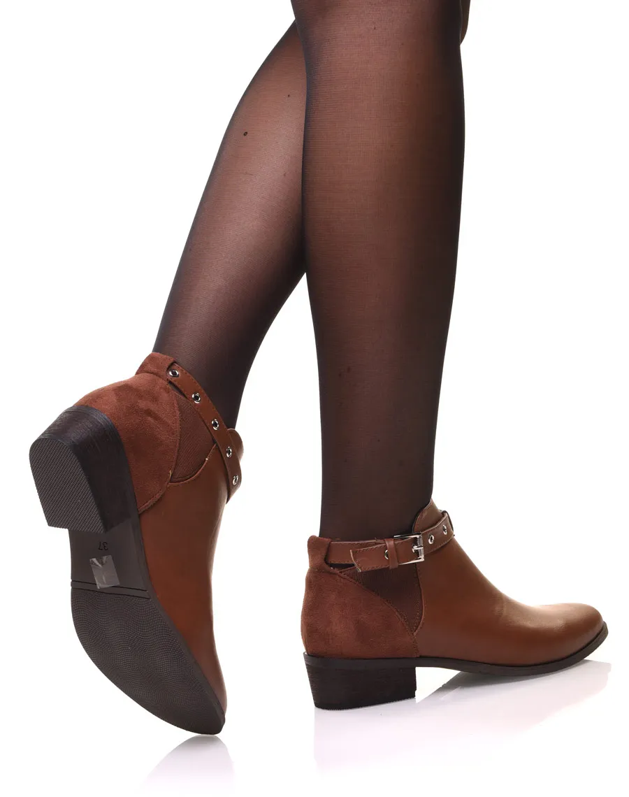 Bottines camel plates lanière ajustable