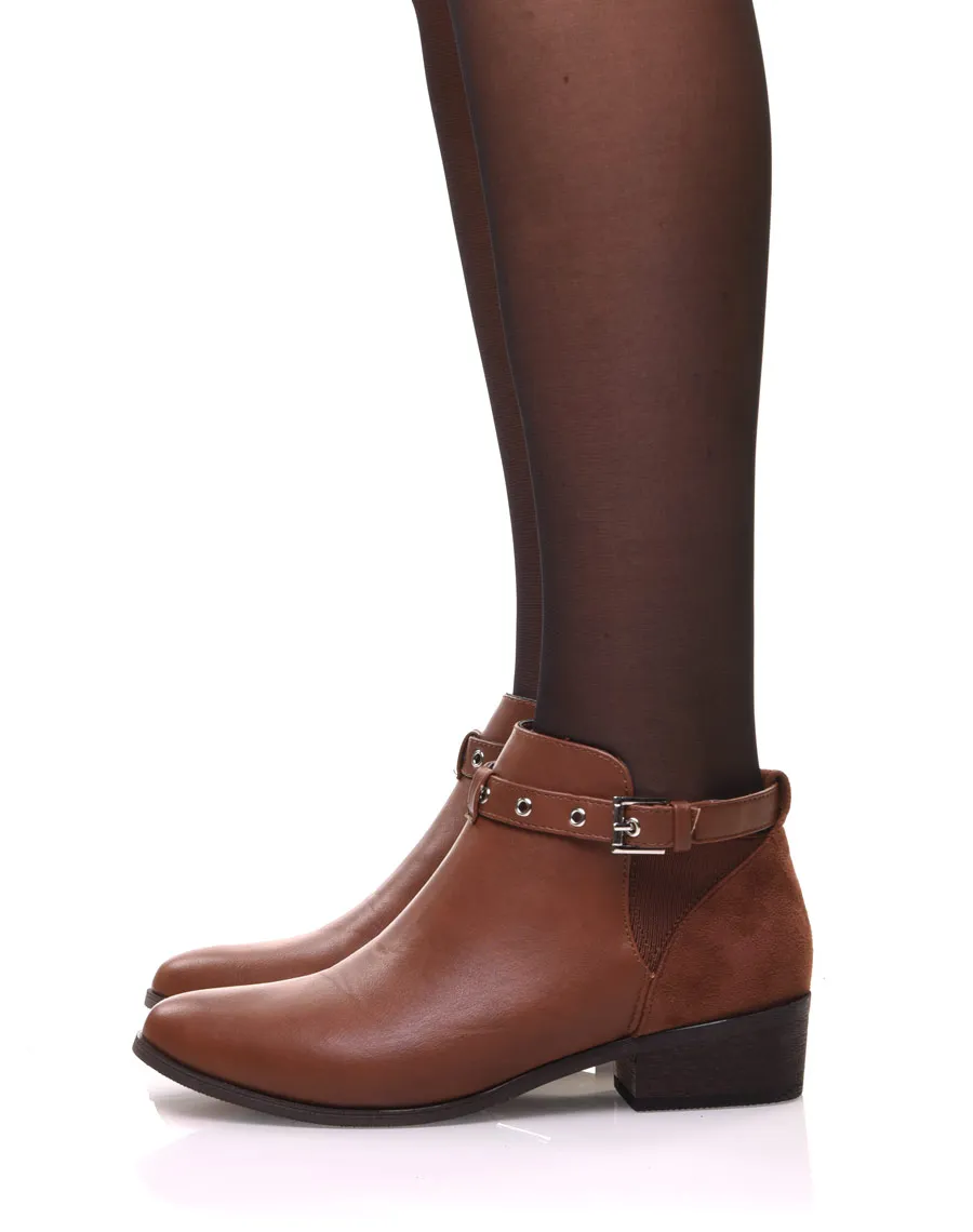 Bottines camel plates lanière ajustable