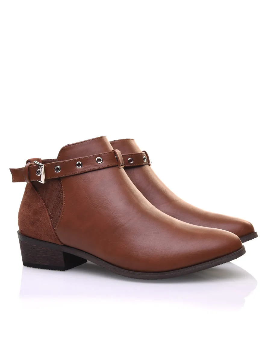 Bottines camel plates lanière ajustable