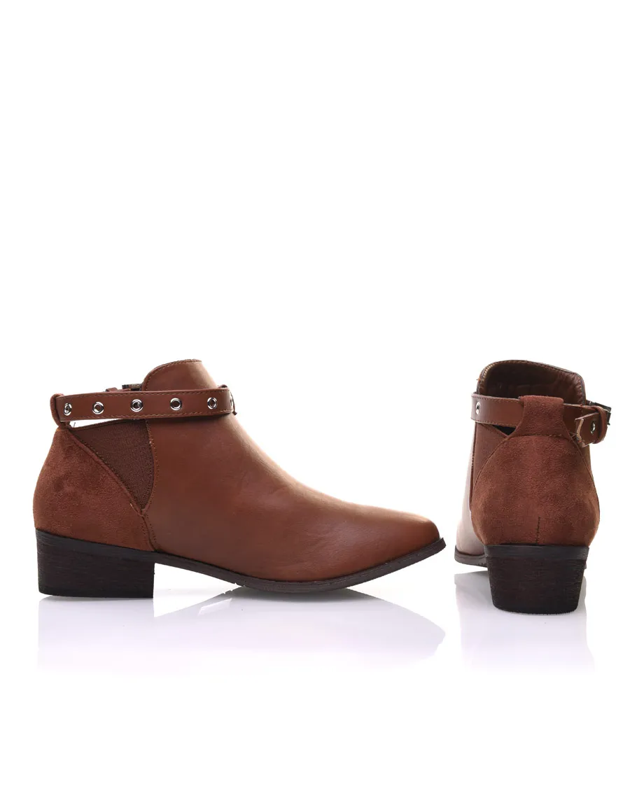 Bottines camel plates lanière ajustable