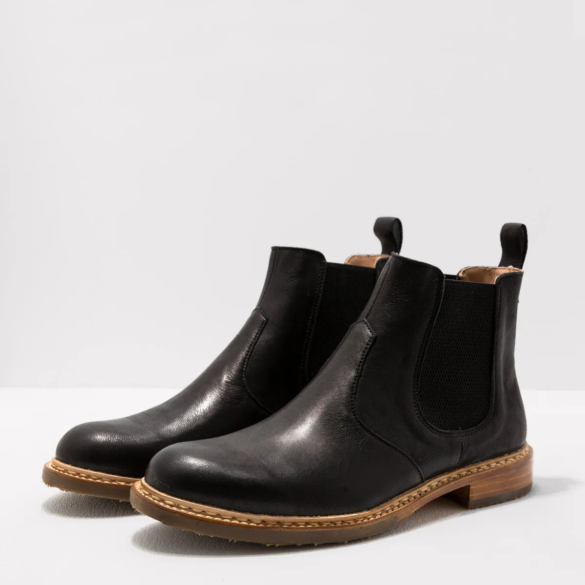 Bottines chelsea en cuir mat - Noir