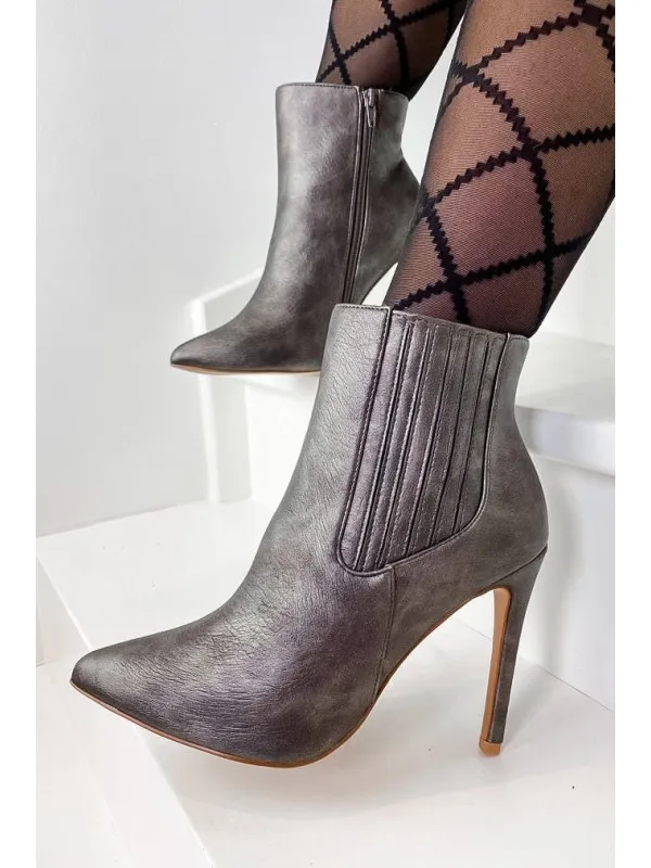 Bottines Cuir Lady Pewter