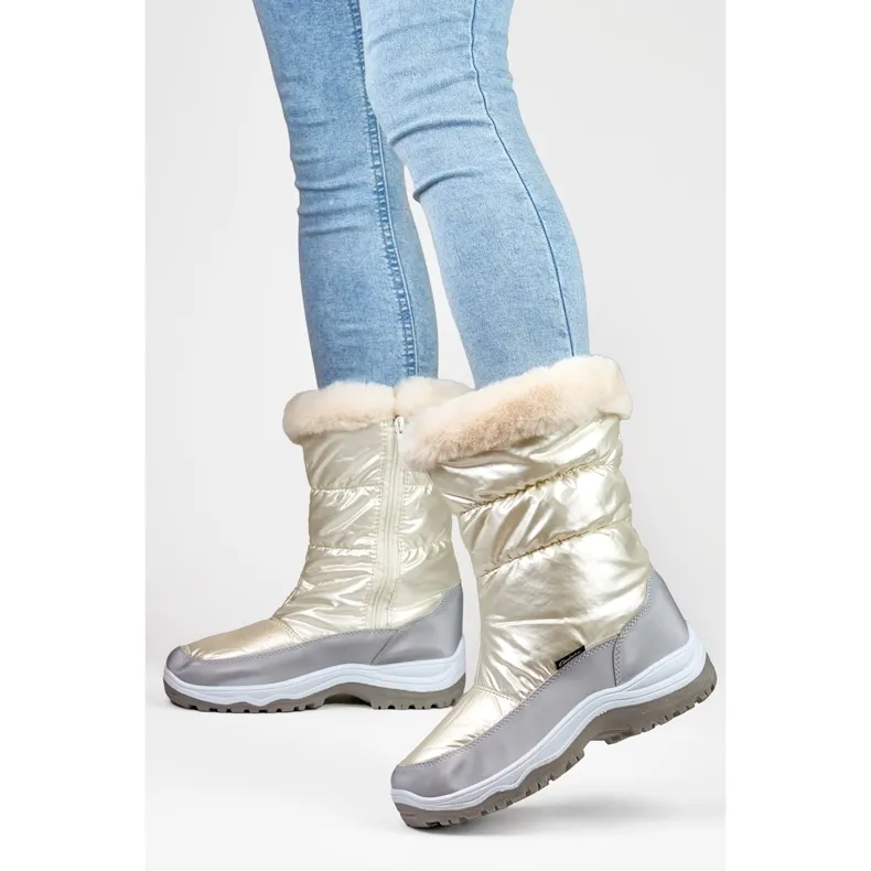 Bottines de neige hautes femme blanches avec fourrure