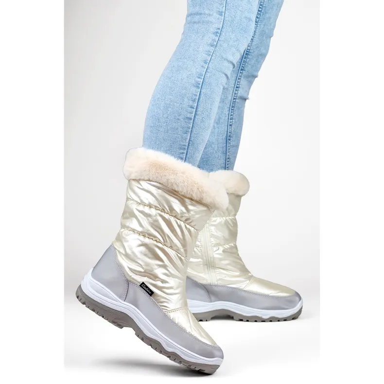 Bottines de neige hautes femme blanches avec fourrure