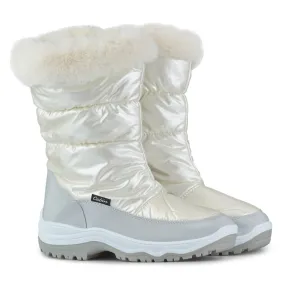 Bottines de neige hautes femme blanches avec fourrure