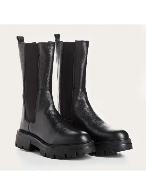 Bottines DEVORA Cuir Grainé Noir - Reqins