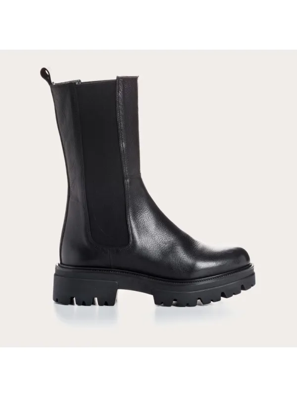 Bottines DEVORA Cuir Grainé Noir - Reqins