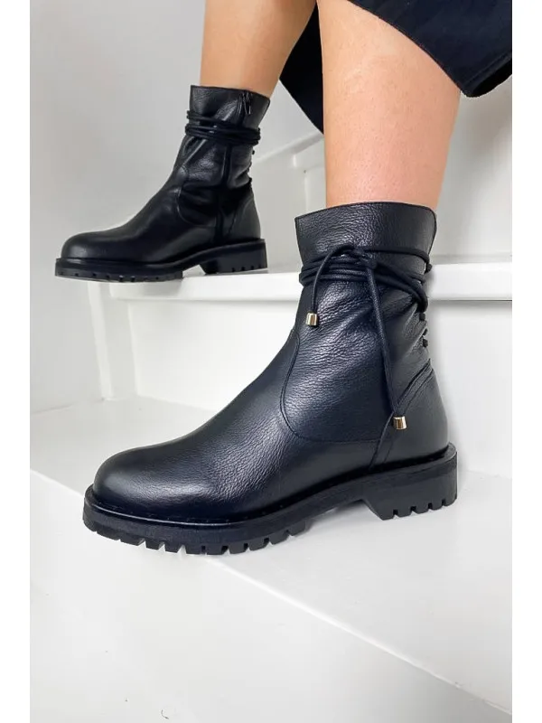 Bottines DIAZ Cuir Grainé Noir - Reqins