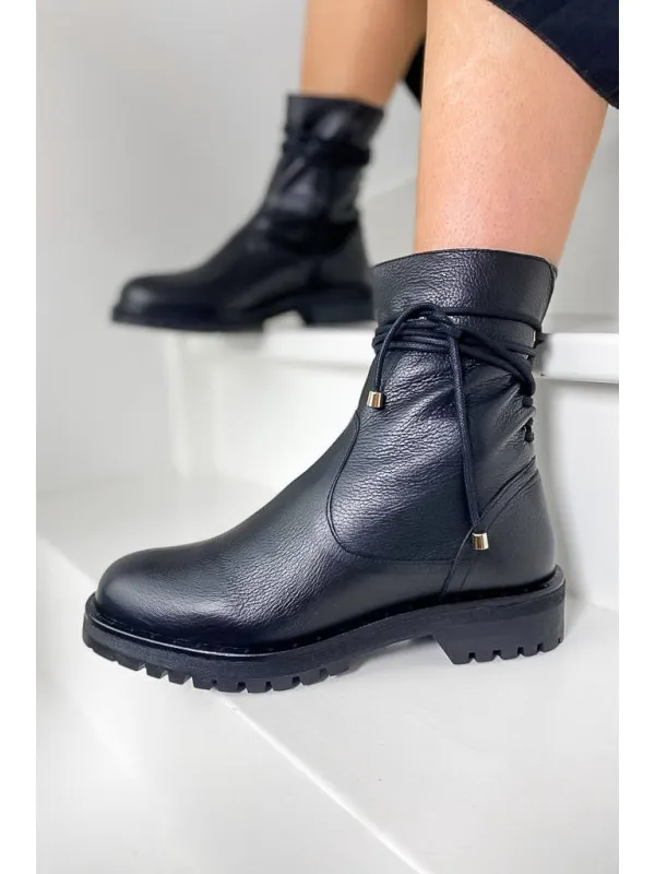 Bottines DIAZ Cuir Grainé Noir - Reqins