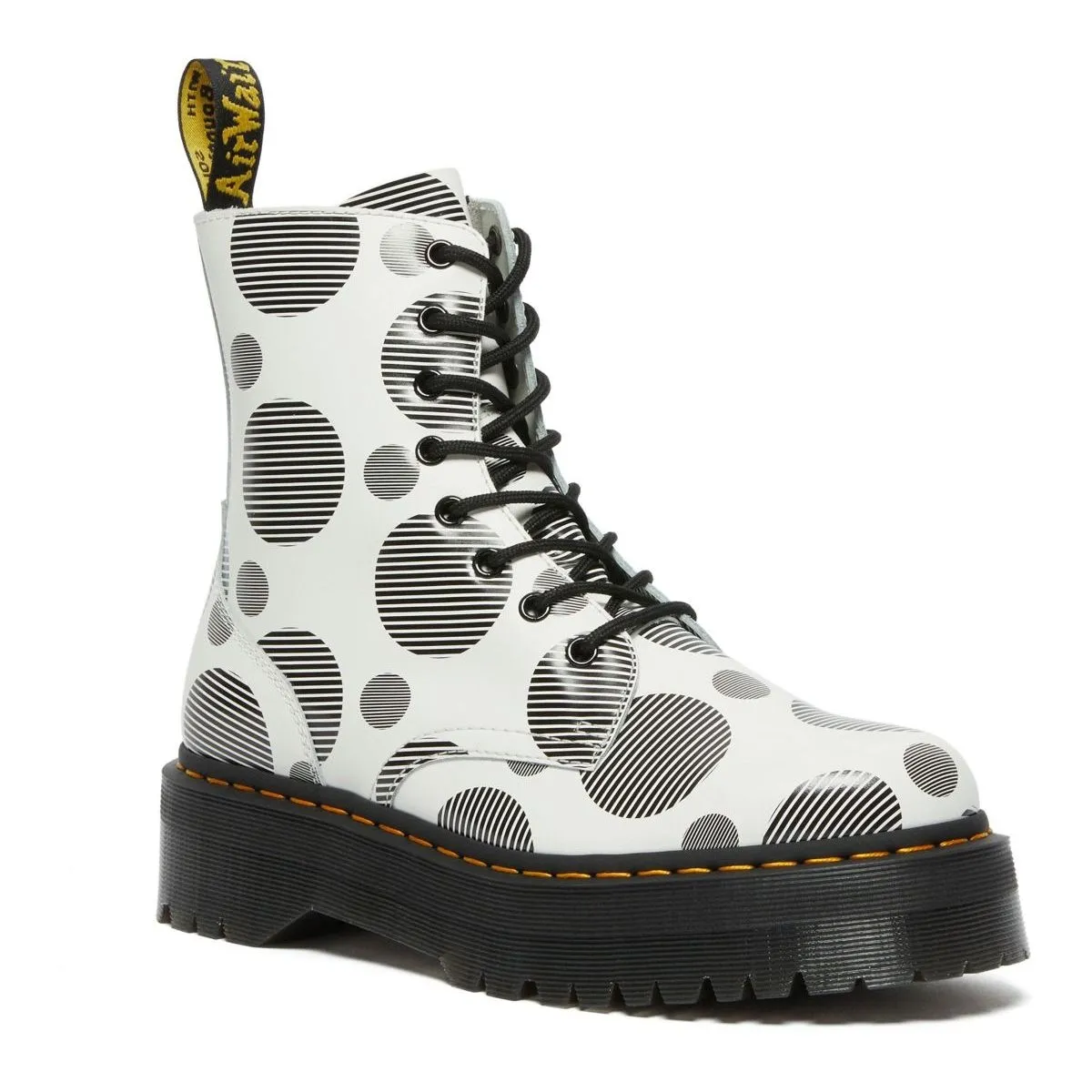 Bottines Dr martens jadon polka blanc