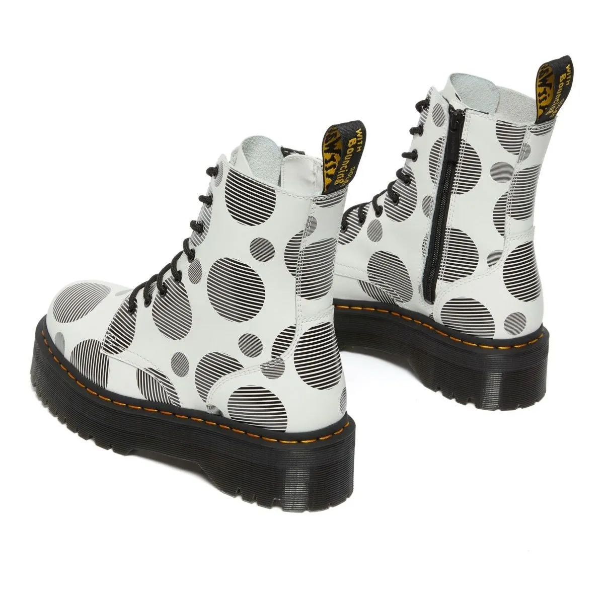 Bottines Dr martens jadon polka blanc