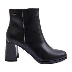 Bottines En Cuir Noir Popilla le noir