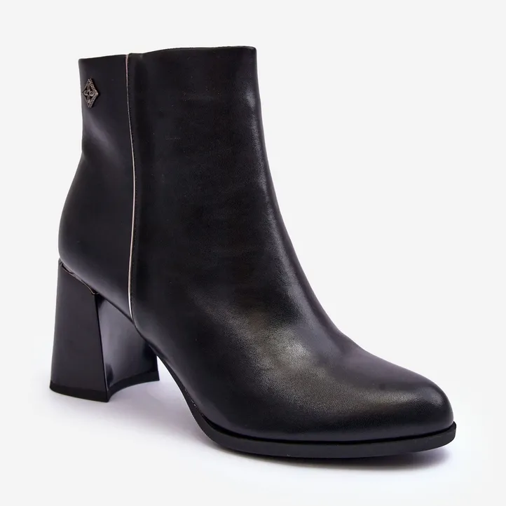 Bottines En Cuir Noir Popilla le noir