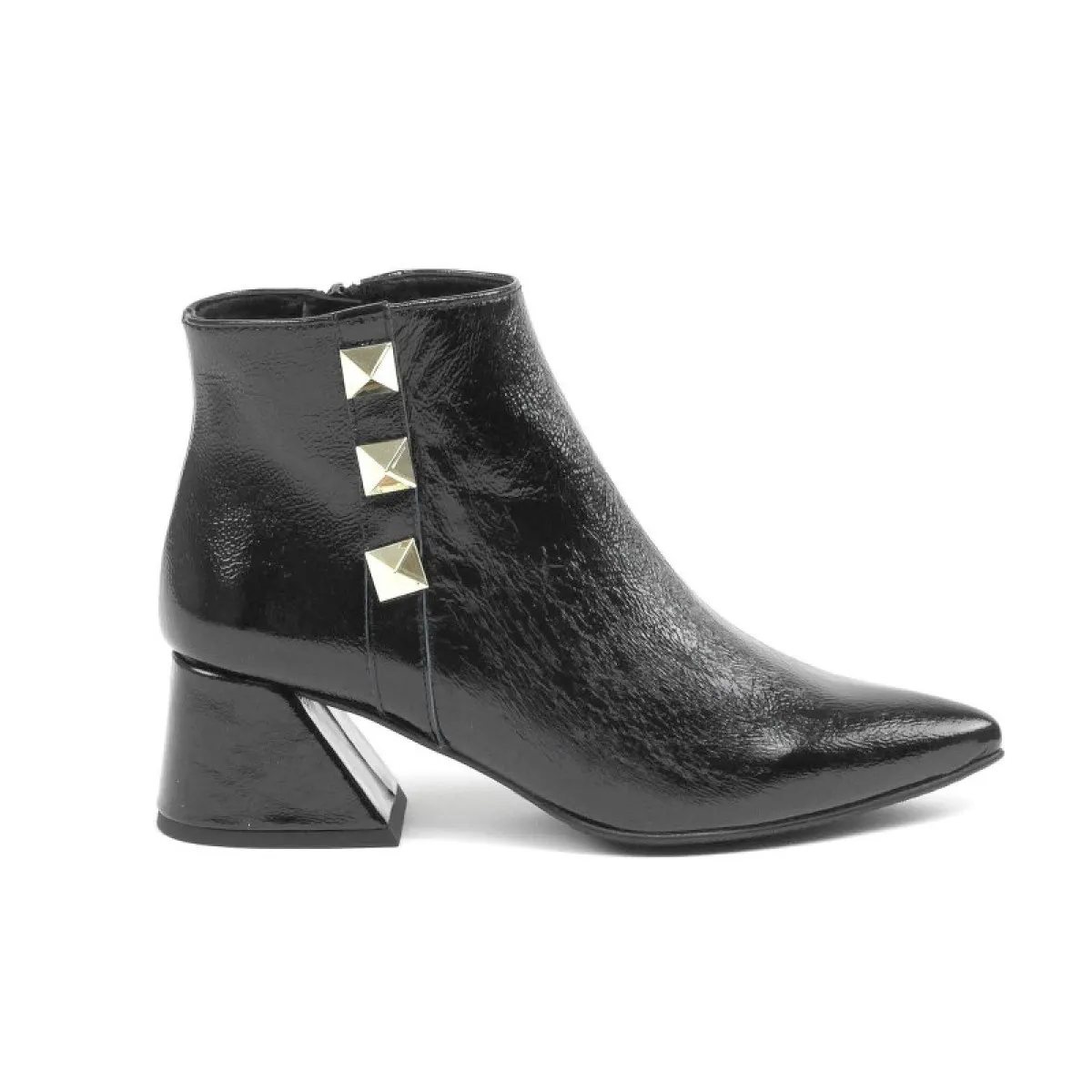 Bottines en cuir à clous - Noir