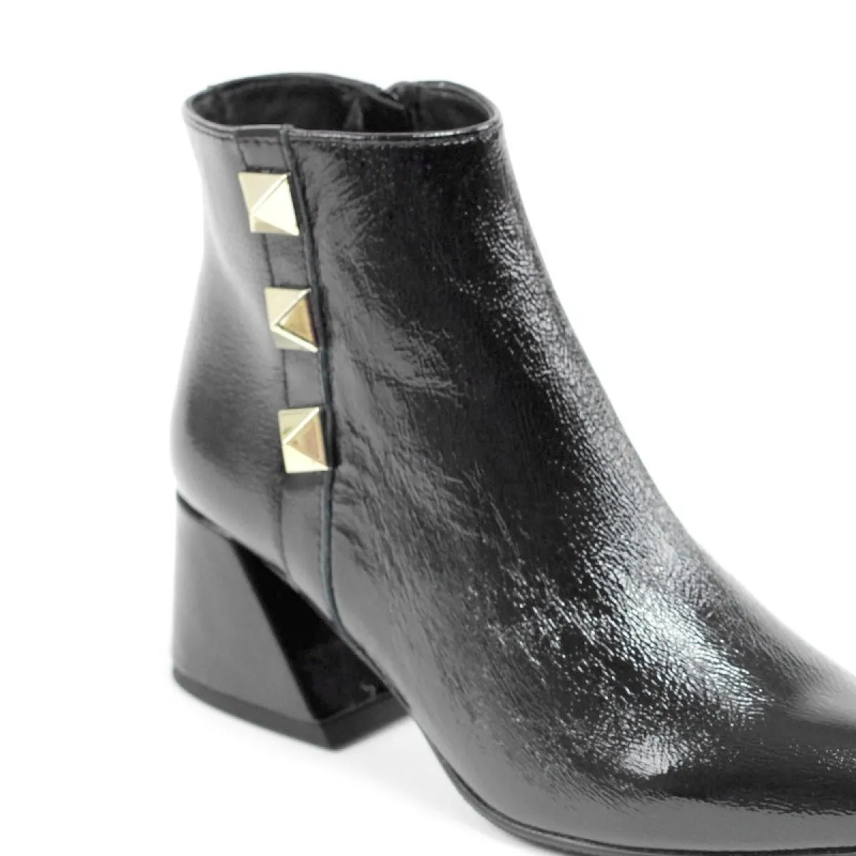 Bottines en cuir à clous - Noir