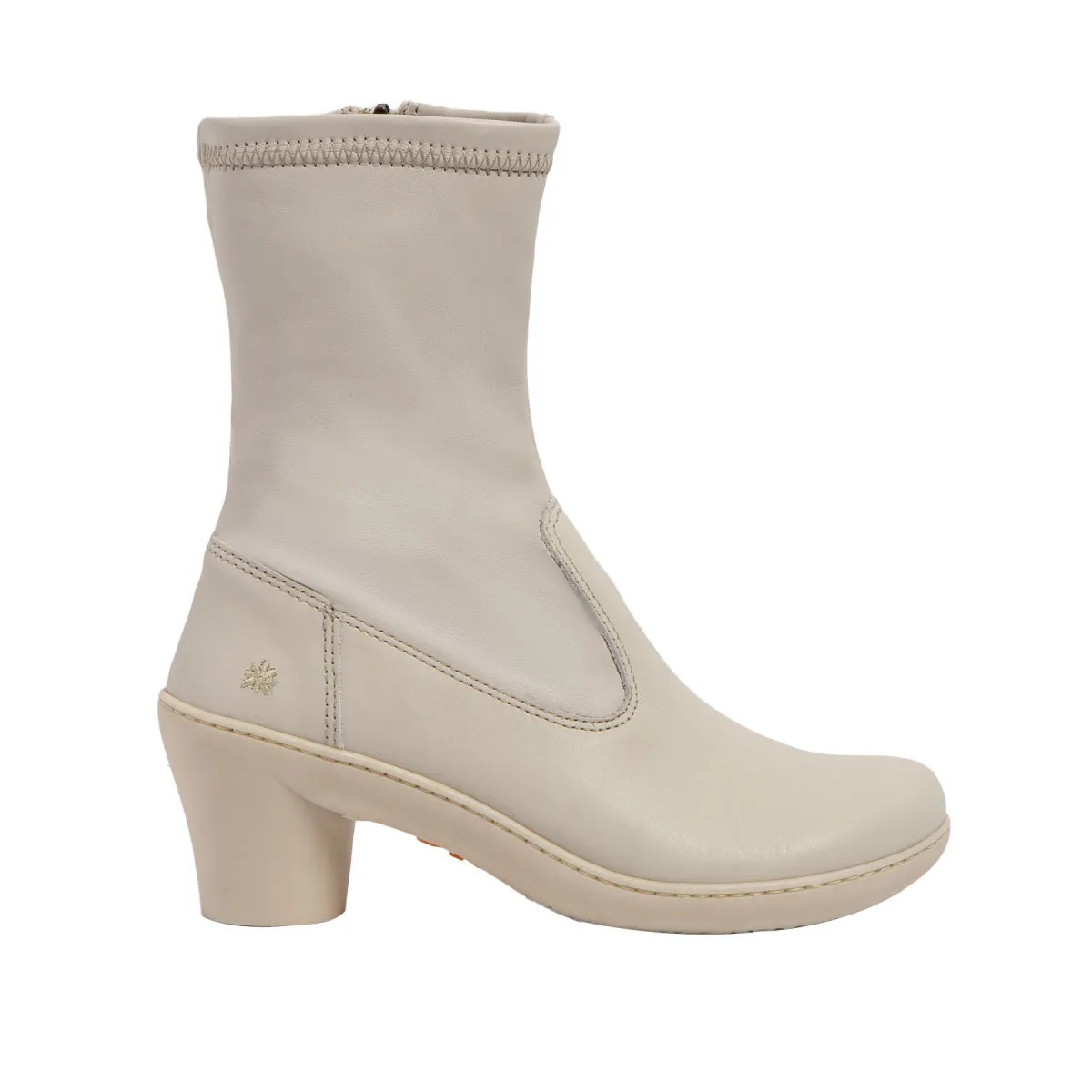 Bottines hautes à talon bottier - Beige