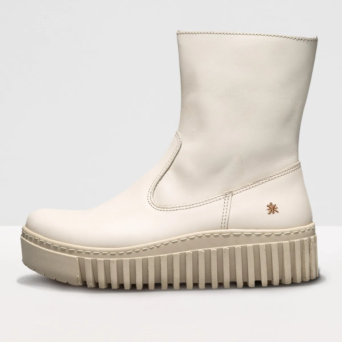 Bottines plateforme en cuir - Blanc