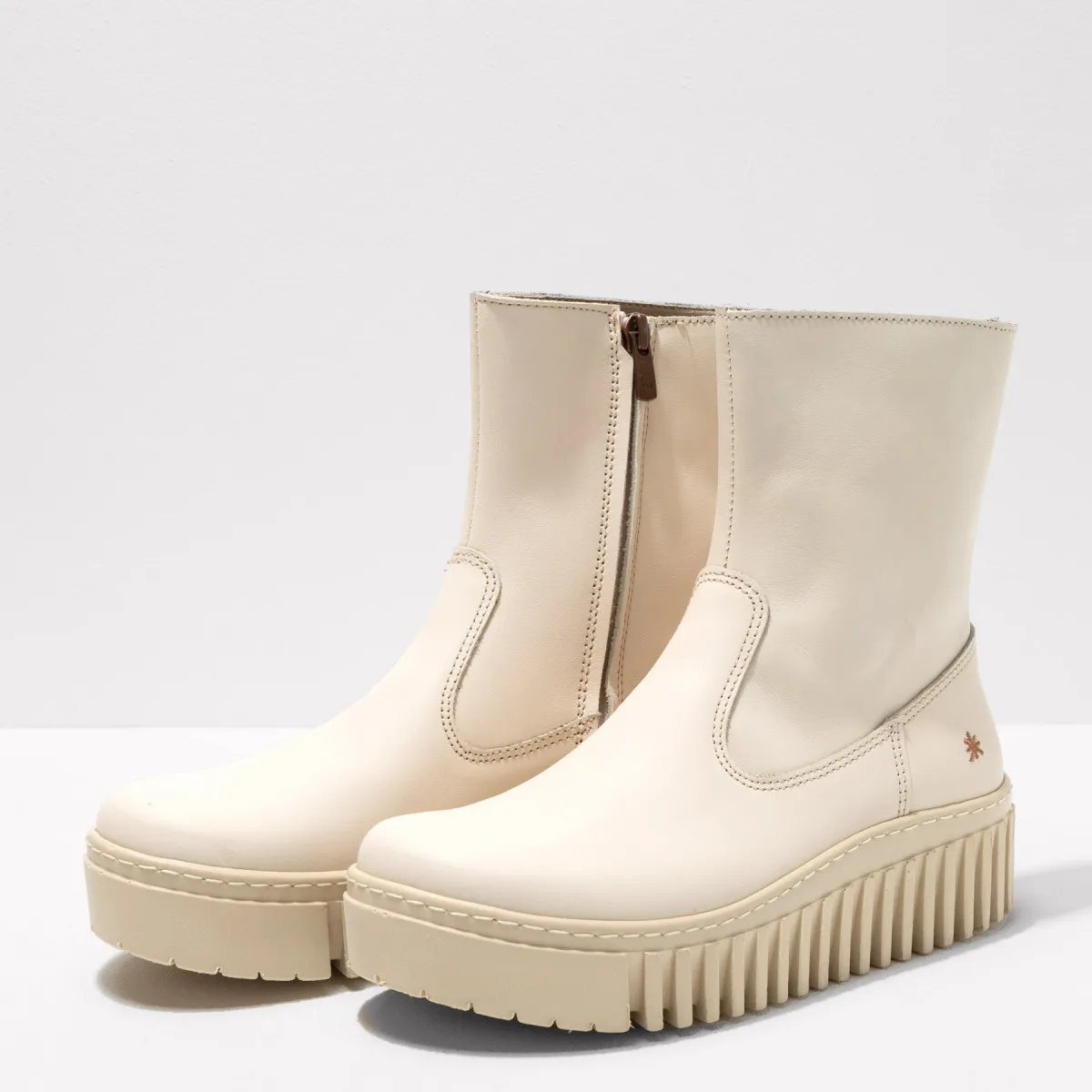 Bottines plateforme en cuir - Blanc