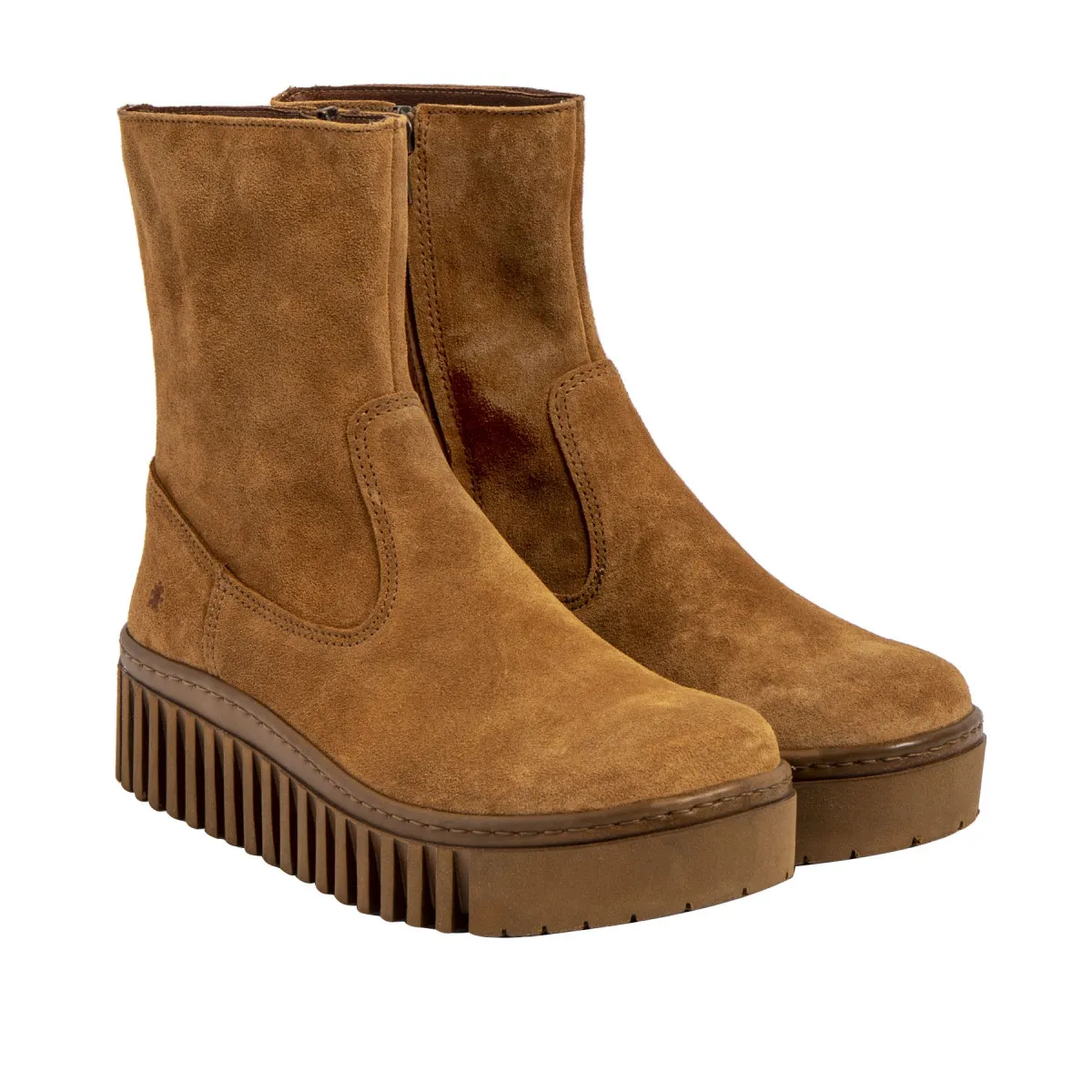 Bottines plateforme en daim - Marron