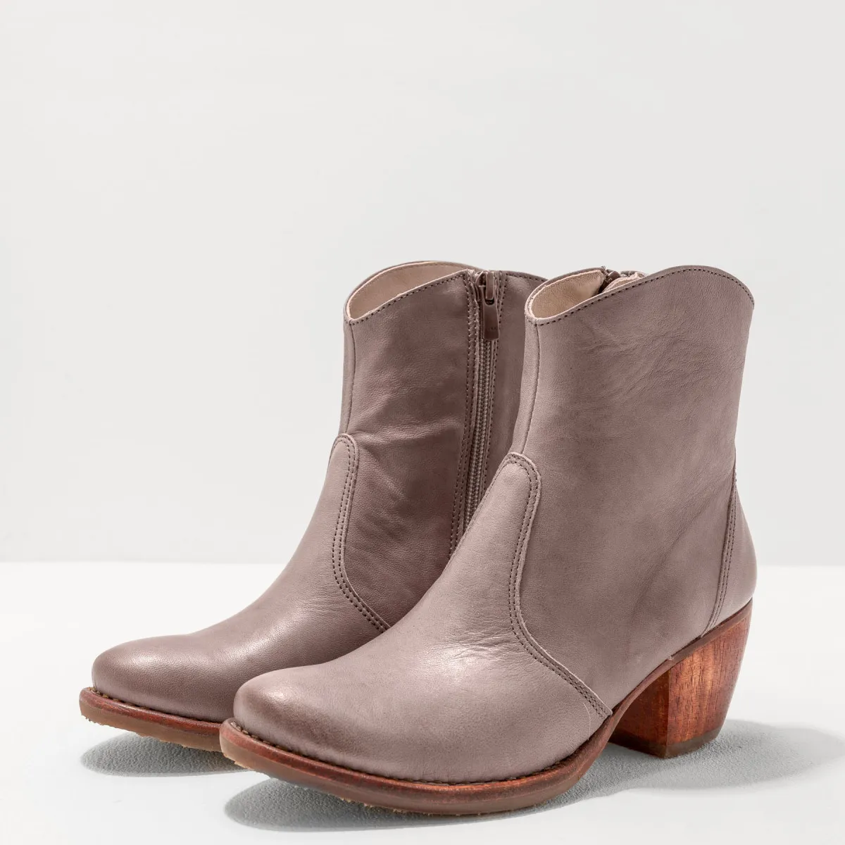 Bottines santiag en cuir - Taupe