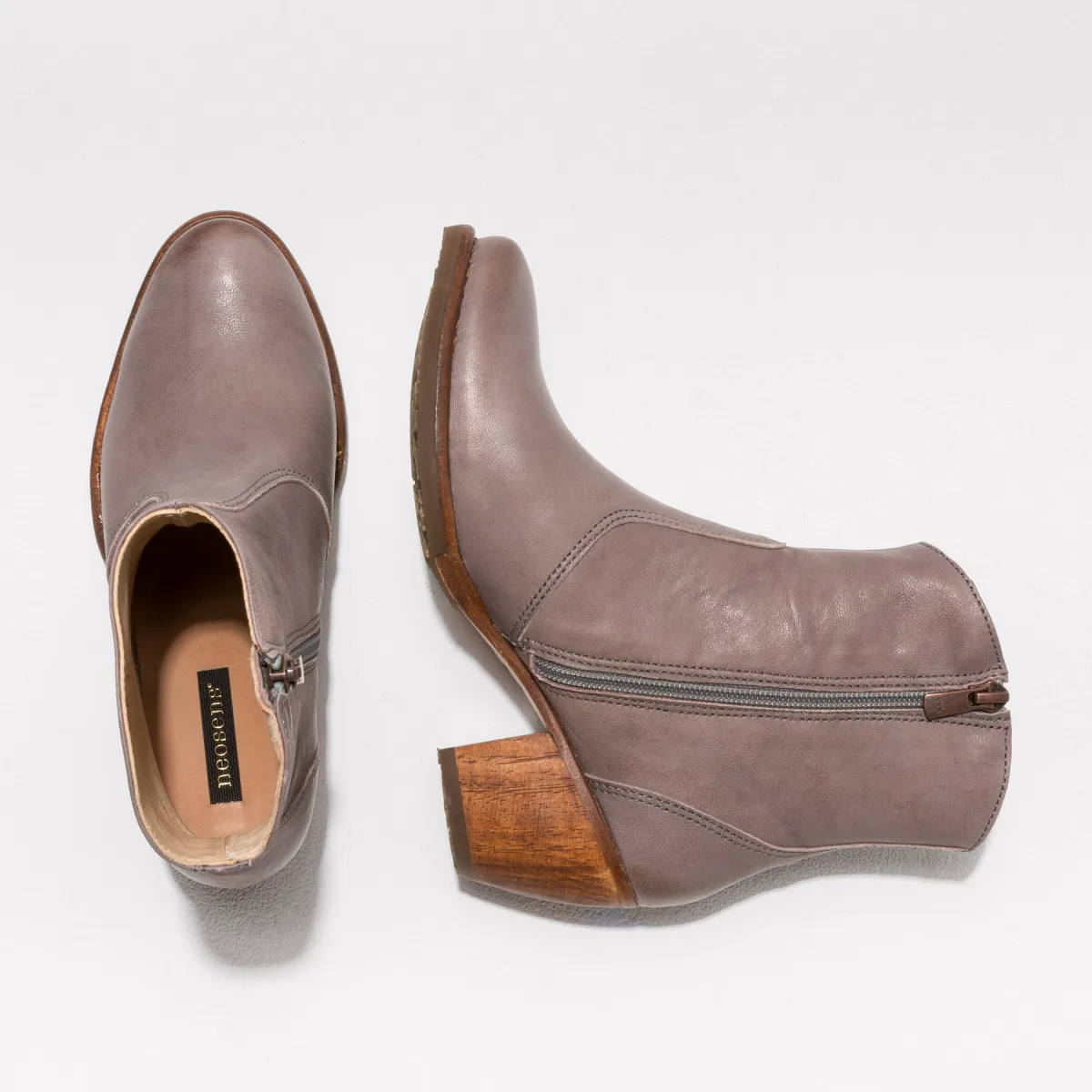 Bottines santiag en cuir - Taupe